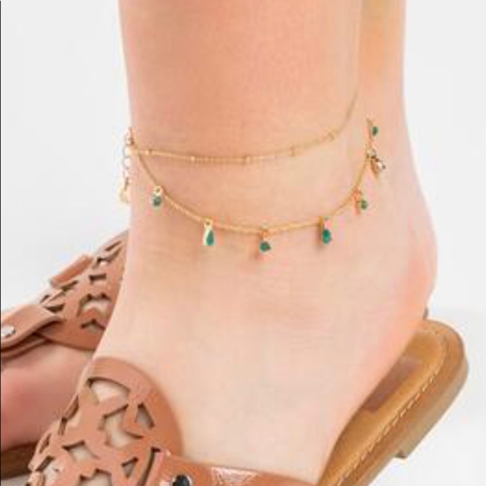 NEW Francesca’s Elizabeth Turquoise CZ Anklet+Green